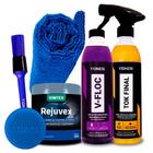 Kit Lavagem Moto Shampoo V-floc+cera+renova Plásticos Vonixx