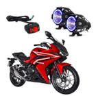 Kit Led Farol Milha Moto CB500R 2017 2018 2019 Angel Eye Azul U7 - LedAA