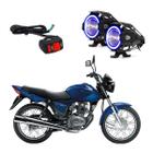 Kit Led Farol Milha Moto Honda CG 150 TITAN ES 2004 2005 2006 2007 2008 2009 Angel Eye Azul U7 - LedAA