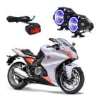 Kit Led Farol Milha Moto Honda VFR 1200F 2010 2011 2012 2013 Angel Eye Azul U7 - LedAA