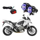 Kit Led Farol Milha Moto Honda VFR 1200X 2012 2013 Angel Eye Azul U7