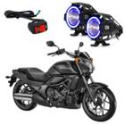 Kit Led Farol Milha Moto Honda VTX 1795CC 2005 2006 2007 Angel Eye Azul U7 - LedAA