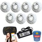 Kit Led Piscina 112m² - 7 Leds 9w, 1 Smartlux + Fonte - Zizi Piscinas