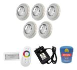 Kit Led Piscina 40m² - 5 Leds 4w, 1 Módulo Rgb + Fonte - LuxPool