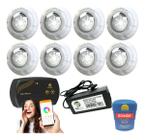 Kit Led Piscina 64m² - 8 Leds 4w, Smartlux + Fonte - Zizi Piscinas