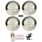 Kit Led Piscina - Controle Touch + 4 Leds Inox Rgb + Fonte