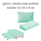 Kit Lençol de Elástico e Fronha Solteiro 78cmx1,88mx18cm Cama Auxiliar Verde Arrumadinho Enxovais