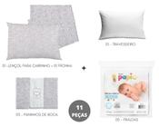 Kit lençol p/carrinho+babetes+travesseiro+fraldas-enxoval bb