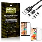 Kit LG K41s Cabo Magnético 2 Metros + Capinha + Película 3D - Armyshield