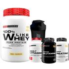 Kit Like Whey 900g + Power Creatina 100g + Glutamina 100g + Daily Vitamin 90 caps + Coqueteleira