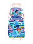 Kit Lilo Stitch Mochila Costas Rodas Lancheira 1533 - Azul - Luxcel