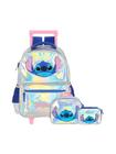 Kit Lilo Stitch Mochila Costas Rodas Lancheira Estojo Box 3D