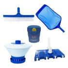 Kit Limp Piscina Aspirador 8 Rodas + Escova + Clorador