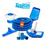 Kit Limpeza Acessorios Para Piscina Fibra Vinil Alvenaria