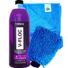 Kit Limpeza Automotiva Completa Shampoo Lava Autos Neutro V-Floc + Luva de Microfibra + Toalha de Secagem