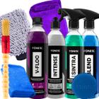 Kit Limpeza Automotiva Revitalizador Intense Limpador Sintra Fast Shampoo V-Floc Cera Liquida Blend Spray Secagem JS Vonixx