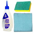 Kit Limpeza de Ferro Passar Roupa Pano Azul Claro e Esponja