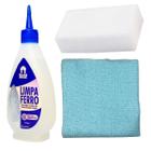 Kit Limpeza de Ferro Passar Roupa Pano Azul Claro e Esponja