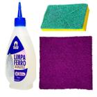 Kit Limpeza De Ferro Passar Roupa Pano Roxo E Esponja