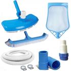 Kit Limpeza de Piscina com Aspirador + Peneira + Escova + Mangueira 6m 32mm Branca