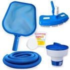 Kit Limpeza de Piscina Mangueira 2m 38mm+ Aspirador + Clorador + Peneira + Pastilha de Cloro