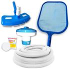 Kit Limpeza de Piscina Mangueira 4m 32mm + Aspirador + Peneira + Pastilha de Cloro + Mini Flutuador