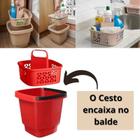 Kit Limpeza Faxina Casa 2 Peças Com Balde E Cesto Funcional Organizador UZ