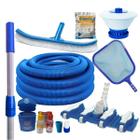 Kit Limpeza Piscina Aspirador 8 Rodas Mangueira 8m + Cabo 3m