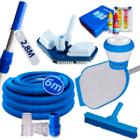 Kit Limpeza Piscina Com Mangueira 6m Aspirador Peneira Escova Estojo Teste Ph Cloro Cabo