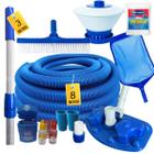 Kit Limpeza Piscina Completo Aspirador Esferas Mangueira 8m