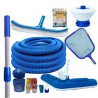 Kit Limpeza Piscina Completo Mangueira 5m Aspirador 3 Rodas