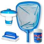 Kit Limpeza Piscina Mini Flutuador + Mini Pastilhas Cloro 2 G + Peneira + Esponja