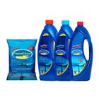 Kit limpeza tratamento piscina - cloro 1kg- clarificante- limpa bordas- algicida 2 em 1 - neoclor -