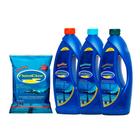 Kit limpeza tratamento piscina neoclor- cloro 1kg - clarificante - limpa bordas - alg. choque