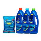 Kit limpeza tratamento piscina neoclor - cloro 1kg - clarificante - limpa bordas - alg.manutenção