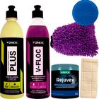 Kit Limpeza V-floc 500ml Rejuvex Carnauba Plus + Itens Vonixx