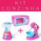 Kit Liquidificador Batedeira Microondas cozinha Brinquedo Infantil Bs Toys