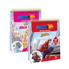 Kit Livro Aqua Book Premium Homem Aranha + Princesas Disney Colore com Água Meninos e Meninas