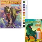 Kit Livro Dinossauros Atividades e Diversão + Livro Com Aquarela - Dinossauros Crianças Filhos Infantil Desenho História - Atividade Educativo Amigo