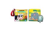 Kit Livro Pano Banho Animal Fazenda e Elefante Bebe Feliz