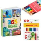 Kit Livro para Colorir 365 Desenhos Toy Story Disney com Lápis 12 Cores Faber e Canetinhas Hidro Infantil