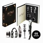 Kit Livro Vinho Luxo Top Abridor Saca Rolhas Tampa 05 Peças