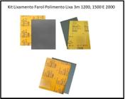 Kit lixa dagua 3m 1200, 1500 e 2000 - lixa polimento farol