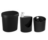 Kit Lixeira 2,5L Organizador Talheres 99138 Coza - Preto