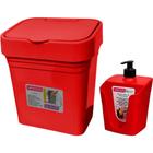 Kit Lixeira 2,8 L e Dispensador Porta Detergente 610 ml C/ Bico Dosador - Lp House