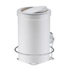 Kit Lixeira 8 Litros Basculante Com Suporte Adesivo Para Cozinha Banheiro Branco Cromado - Future