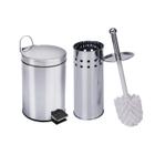Kit Lixeira Banheiro 5 Litros Aço Inox com Escova para Limpeza de Sanitário