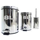 Kit Lixeira Cozinha 8L Banheiro 5L + Escova Sanitária Inox - Casita