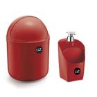 Kit Lixeira de Pia 4L e Dispenser Detergente Vermelho UZ