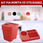 Kit Lixeira e Organizador De Pia Porta Detergente Sabão e Esponja UZ